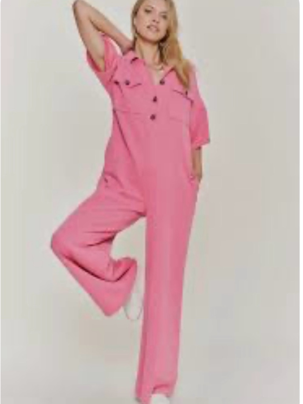 New! The “Soundwave” Wide leg Button Front Jumpsuit Onesie - Picture 3 of 3